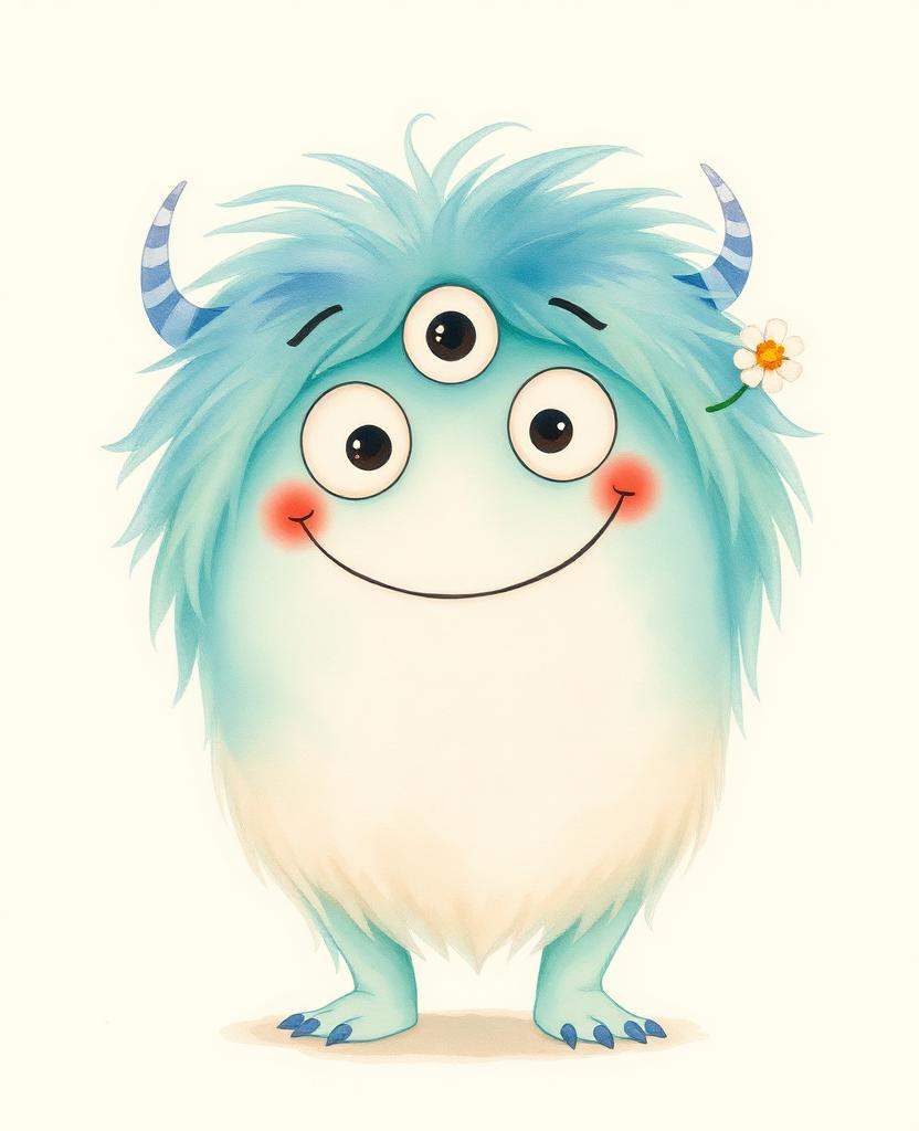 Floof — Wondrly character portrait reimagined from a child's three-eyed monster drawing